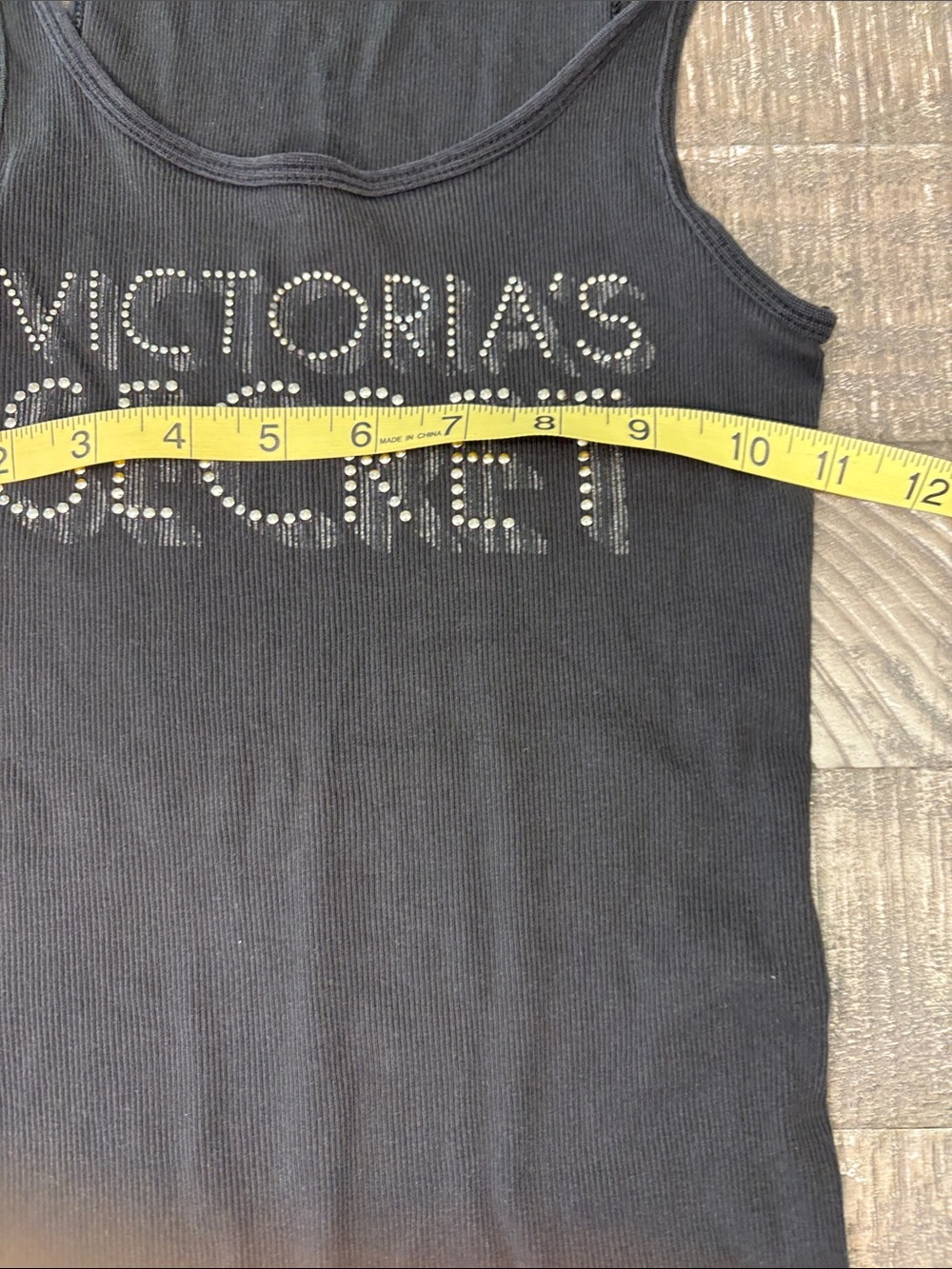 Victoria's Secret Black Rhinestone Logo Ribbed Tank - Picture 4 of 5